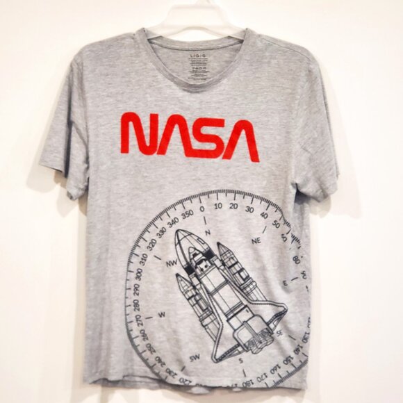 NASA T Shirt Men's Large Spaceship Graphic Outerspace Compass STEM Science Earth - Picture 1 of 7